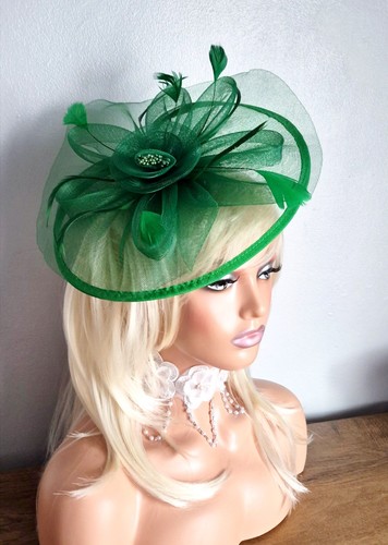 Green fascinator hat - , wedding