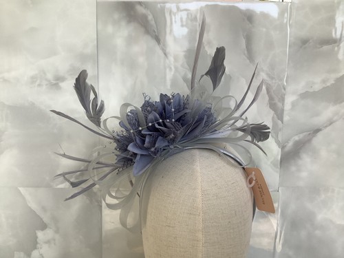 Grey silver fascinator - grey,