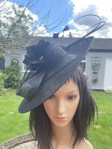 Black disc fascinator hat - fascinator,