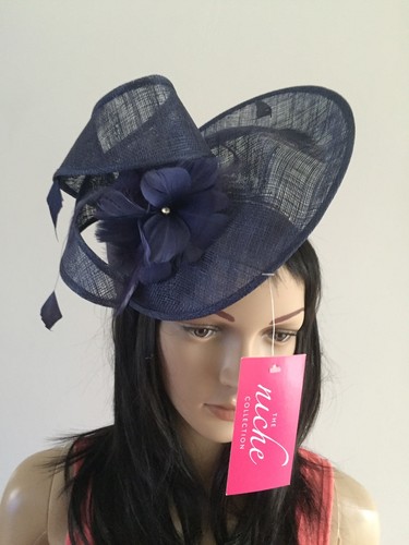 Navy blue wedding ascot disc - ascot,