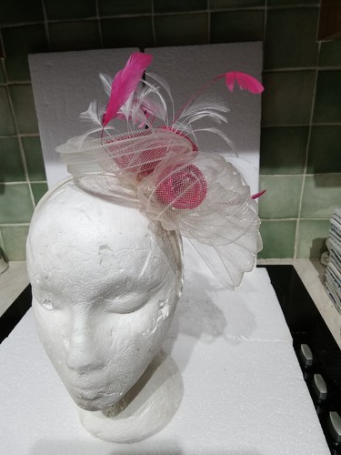 Pink gold fascinator - &,