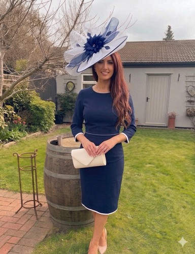 White and navy wedding ascot - wedding,